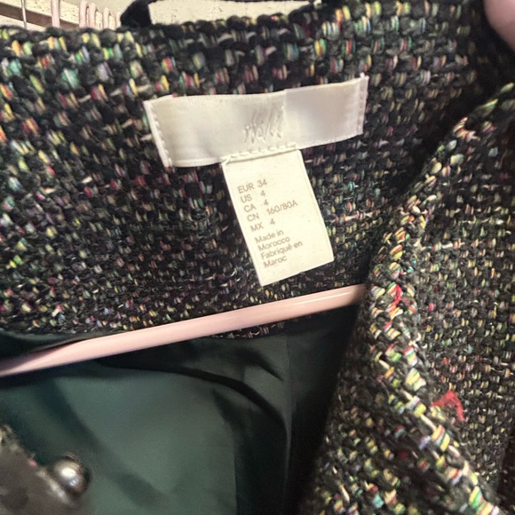 H&M Women's Black Tweed Pea Coat - Picture 2 of 6